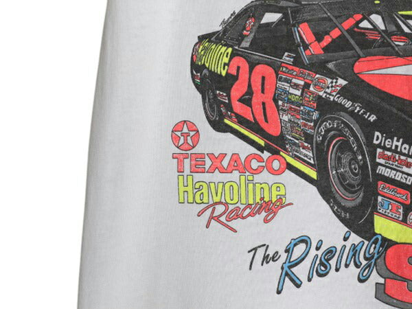 90s USA製 ナスカー イラスト プリント Tシャツ メンズ M 小さめ S オールド グラフィック モータースポーツ シングルステッチ 白 シボレー