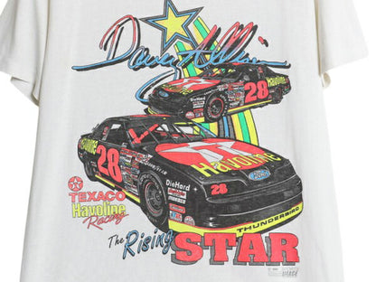 90s USA製 ナスカー イラスト プリント Tシャツ メンズ M 小さめ S オールド グラフィック モータースポーツ シングルステッチ 白 シボレー