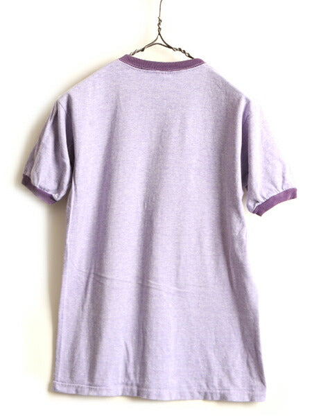70s USA製 ビンテージ ■ スプルース 無地 リンガー 半袖 Tシャツ ( M メンズ S 程) 古着 MAYO Spruce 70年代 霜降り パープル 杢 紫 無地T