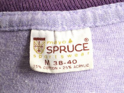 70s USA製 ビンテージ ■ スプルース 無地 リンガー 半袖 Tシャツ ( M メンズ S 程) 古着 MAYO Spruce 70年代 霜降り パープル 杢 紫 無地T