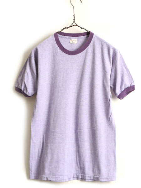 70s USA製 ビンテージ ■ スプルース 無地 リンガー 半袖 Tシャツ ( M メンズ S 程) 古着 MAYO Spruce 70年代 霜降り パープル 杢 紫 無地T