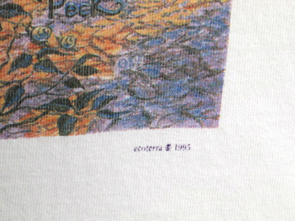 90s アニマル アート イラスト プリント Tシャツ メンズ レディース L 古着 オールド 絵画 グラフィック アート 動物 シングルステッチ 白