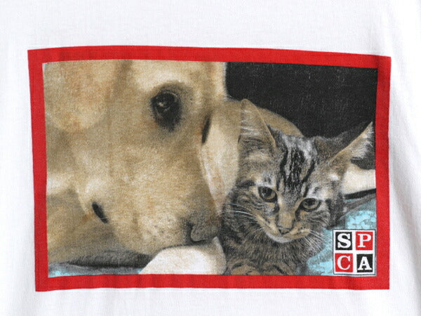 00s ネコ ドッグ フォト イラスト プリント Tシャツ メンズ レディース L オールド アニマル ヘビーウェイト 動物 SPCA 企業物 トップス 白