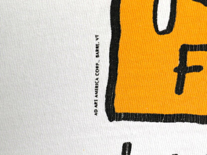 90s USA製 アート イラスト プリント Tシャツ メンズ XL オールド グラフィック ポップ スキー リゾート シングルステッチ 大きいサイズ 白