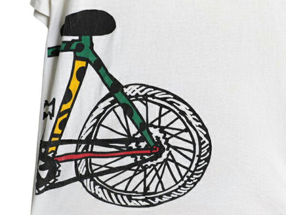 90s USA製 アート イラスト プリント Tシャツ メンズ XL / オールド グラフィック 自転車 ラスタ シングルステッチ 大きいサイズ ホワイト