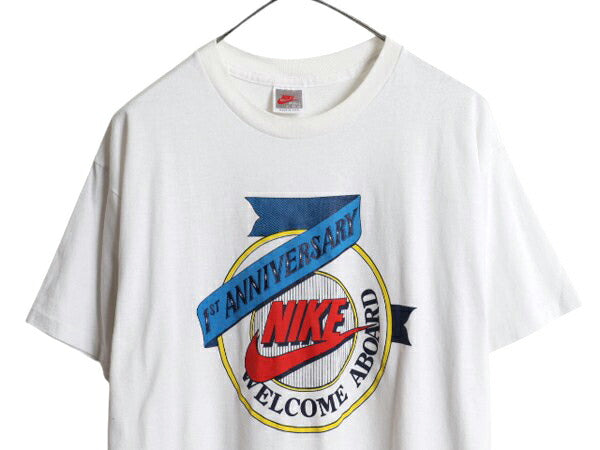 90s USA製 ナイキ スウッシュ ロゴ プリント Tシャツ メンズ XL オールド 初期 銀タグ 当時物 シングルステッチ グラフィック 大きいサイズ