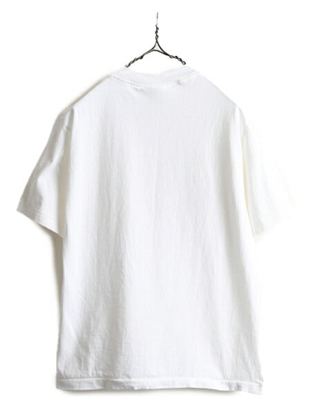 90s USA製 キッズ L ■ キャラクター メッセージ プリント 半袖 Tシャツ レディース M 程/ 古着 90年代 オールド イラスト 白 ALLSPORT 白T