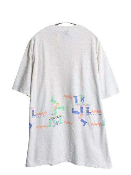 80s USA製 OP オーシャンパシフィック イラスト プリント Tシャツ メンズ XL ヴィンテージ サーフ アート グラフィック シングルステッチ