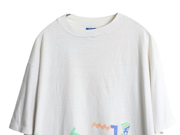 80s USA製 OP オーシャンパシフィック イラスト プリント Tシャツ メンズ XL ヴィンテージ サーフ アート グラフィック シングルステッチ