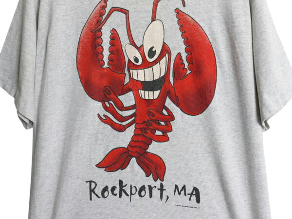 90s キャラクター イラスト プリント Tシャツ メンズ L / 古着 オールド アニマル ロブスター グラフィック シングルステッチ 半袖Tシャツ