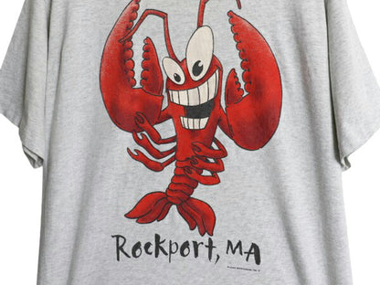90s キャラクター イラスト プリント Tシャツ メンズ L / 古着 オールド アニマル ロブスター グラフィック シングルステッチ 半袖Tシャツ