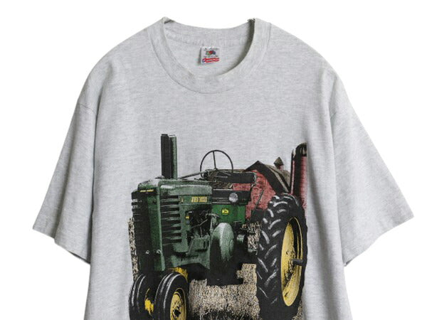 90s USA製トラクター アート イラスト プリント Tシャツ メンズ L オールド 企業物 グラフィック シングルステッチ ヘビーウェイト 当時物