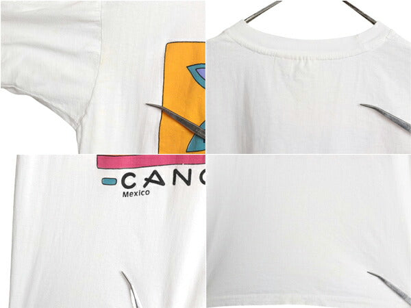90s アート イラスト プリント Tシャツ メンズ レディース S 古着 オールド グラフィック ポップ リゾート シングルステッチ 半袖Tシャツ
