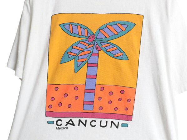 90s アート イラスト プリント Tシャツ メンズ レディース S 古着 オールド グラフィック ポップ リゾート シングルステッチ 半袖Tシャツ