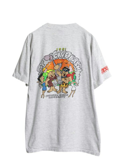 90s USA製 フリントストーン キャラクター イラスト プリント Tシャツ メンズ XL オールド カレッジ アニメ パロディ グラフィック 当時物