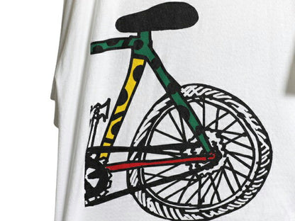 90s USA製 アート イラスト プリント Tシャツ メンズ XL 程 オールド グラフィック 自転車 ラスタ シングルステッチ 大きいサイズ ホワイト