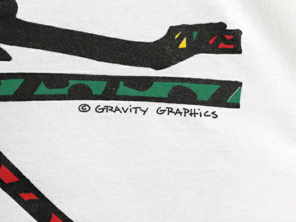 90s USA製 アート イラスト プリント Tシャツ メンズ XL 程 オールド グラフィック 自転車 ラスタ シングルステッチ 大きいサイズ ホワイト