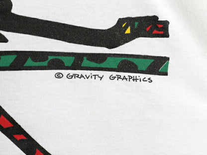 90s USA製 アート イラスト プリント Tシャツ メンズ XL 程 オールド グラフィック 自転車 ラスタ シングルステッチ 大きいサイズ ホワイト