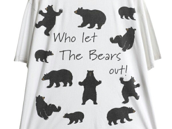 90s ベア イラスト メッセージ プリント Tシャツ メンズ レディース XL / オールド アニマル クマ グラフィック アート プリントT ホワイト