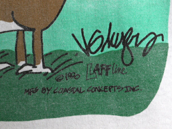 90s USA製 ジョーク キャラクター イラスト プリント Tシャツ メンズ XL 古着 オールド グラフィック アート アニマル シングルステッチ 白