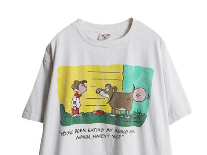 90s USA製 ジョーク キャラクター イラスト プリント Tシャツ メンズ XL 古着 オールド グラフィック アート アニマル シングルステッチ 白