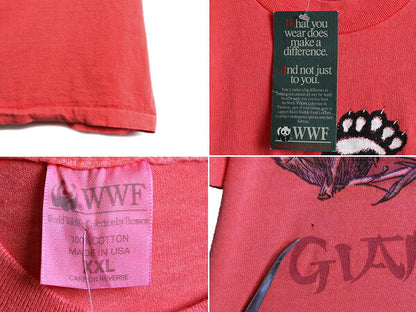 デッドストック 90s USA製 大きいサイズ XXL ■ WWF パンダ アニマル 両面 プリント 半袖 Tシャツ メンズ 2XL 新品 90年代 イラスト 動物