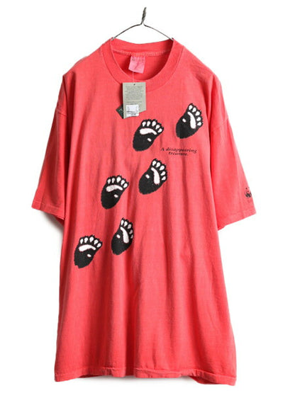 デッドストック 90s USA製 大きいサイズ XXL ■ WWF パンダ アニマル 両面 プリント 半袖 Tシャツ メンズ 2XL 新品 90年代 イラスト 動物
