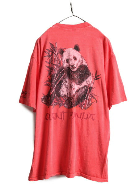 デッドストック 90s USA製 大きいサイズ XXL ■ WWF パンダ アニマル 両面 プリント 半袖 Tシャツ メンズ 2XL 新品 90年代 イラスト 動物
