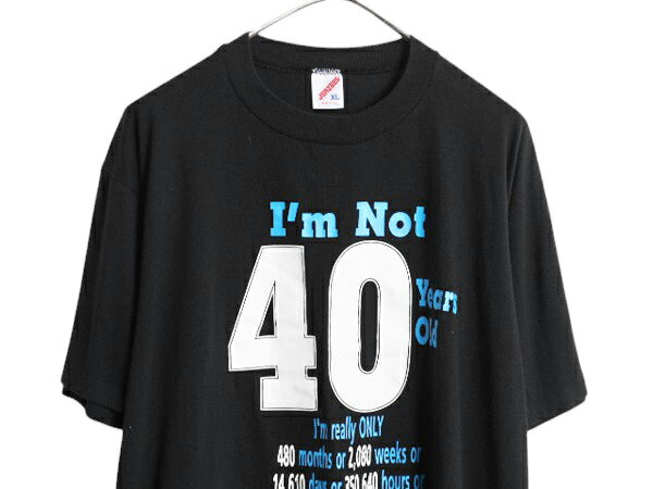 80s USA製 ジョーク メッセージ プリント Tシャツ メンズ XL 小さめ L 程/ 古着 ヴィンテージ 半袖Tシャツ シングルステッチ カットソー 黒