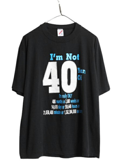 80s USA製 ジョーク メッセージ プリント Tシャツ メンズ XL 小さめ L 程/ 古着 ヴィンテージ 半袖Tシャツ シングルステッチ カットソー 黒