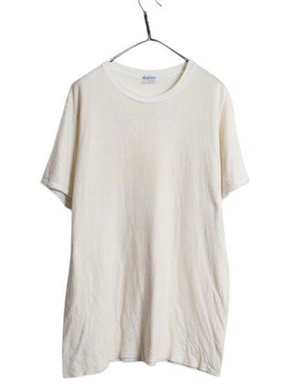 70s USA製 デュオフォールド 2レイヤー 半袖 Tシャツ メンズ XL / 古着 ヴィンテージ アンダーシャツ 無地 ナチュラル インナー カットソー