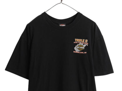 ハーレー ダビットソン 両面 プリント Tシャツ メンズ XL / オフィシャル ヘビーウェイト バイク イラスト グラフィック 大きいサイズ 黒