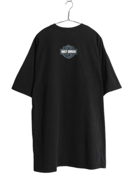90s USA製 ハーレー ダビッドソン プリント 半袖 Tシャツ メンズ XXL / 古着 オールド オフィシャル バイク ロゴ イラスト グラフィック 黒