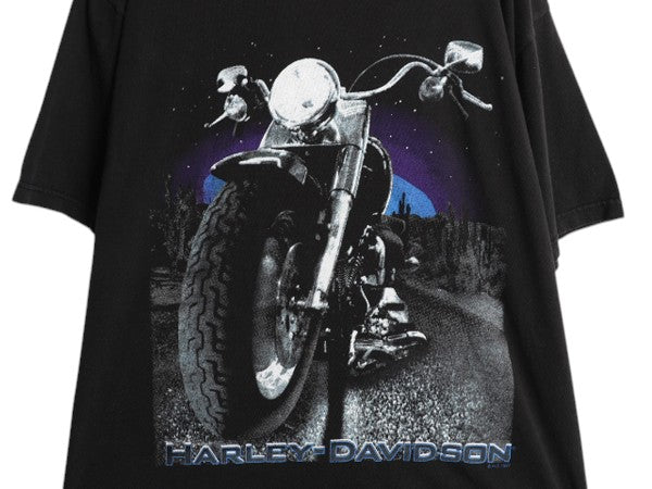 90s USA製 ハーレー ダビッドソン プリント 半袖 Tシャツ メンズ XXL / 古着 オールド オフィシャル バイク ロゴ イラスト グラフィック 黒