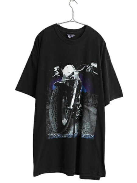 90s USA製 ハーレー ダビッドソン プリント 半袖 Tシャツ メンズ XXL / 古着 オールド オフィシャル バイク ロゴ イラスト グラフィック 黒