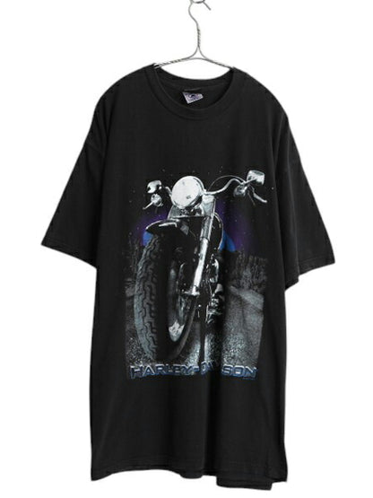 90s USA製 ハーレー ダビッドソン プリント 半袖 Tシャツ メンズ XXL / 古着 オールド オフィシャル バイク ロゴ イラスト グラフィック 黒