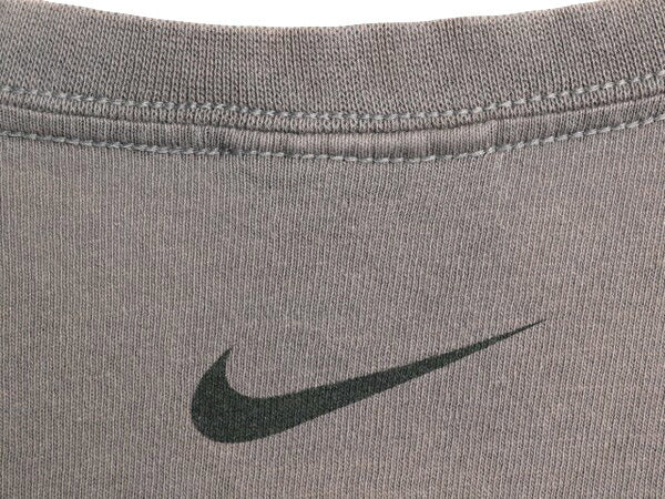 雰囲気系 00s ナイキ ビッグ スウッシュ プリント 半袖 Tシャツ メンズ XL 古着 オールド 大きいサイズ ロゴ チャコール グレー カットソー