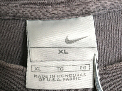 雰囲気系 00s ナイキ ビッグ スウッシュ プリント 半袖 Tシャツ メンズ XL 古着 オールド 大きいサイズ ロゴ チャコール グレー カットソー