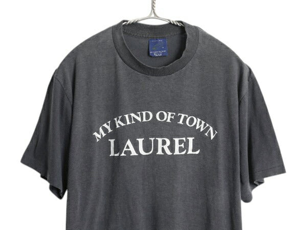80s USA製 メッセージ プリント Tシャツ XL 小さめ メンズ L / 古着 ヴィンテージ シングルステッチ 半袖Tシャツ カットソー モノトーン 黒