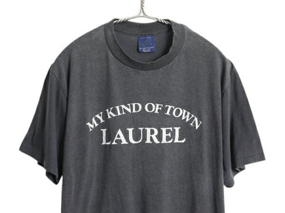 80s USA製 メッセージ プリント Tシャツ XL 小さめ メンズ L / 古着 ヴィンテージ シングルステッチ 半袖Tシャツ カットソー モノトーン 黒