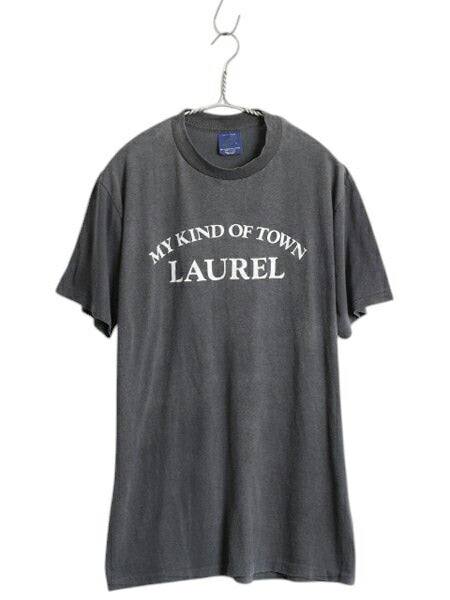 80s USA製 メッセージ プリント Tシャツ XL 小さめ メンズ L / 古着 ヴィンテージ シングルステッチ 半袖Tシャツ カットソー モノトーン 黒
