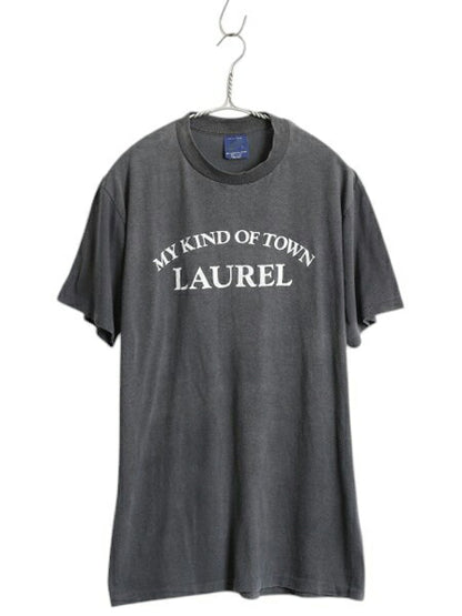 80s USA製 メッセージ プリント Tシャツ XL 小さめ メンズ L / 古着 ヴィンテージ シングルステッチ 半袖Tシャツ カットソー モノトーン 黒
