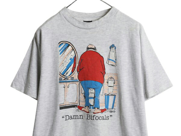 90s USA製 ジョーク イラスト プリント Tシャツ メンズ L / オールド グラフィック アート シングルステッチ ヘビーウェイト キャラクター