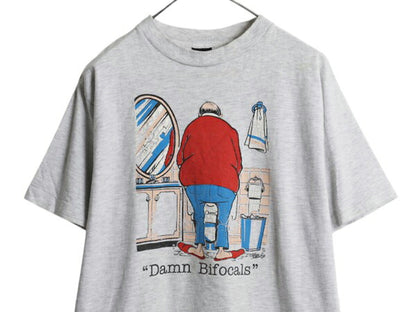 90s USA製 ジョーク イラスト プリント Tシャツ メンズ L / オールド グラフィック アート シングルステッチ ヘビーウェイト キャラクター