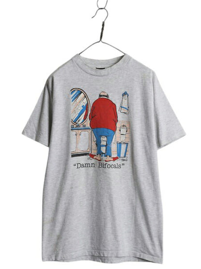 90s USA製 ジョーク イラスト プリント Tシャツ メンズ L / オールド グラフィック アート シングルステッチ ヘビーウェイト キャラクター