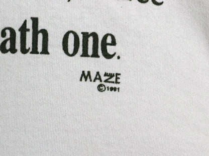 90s USA製 MAZE メッセージ イラスト プリント Tシャツ メンズ XL 古着 オールド グラフィック アート ヘビーウェイト シングルステッチ 白