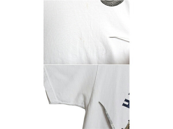 ハーレー ダビットソン 両面 プリント Tシャツ メンズ L 古着 オフィシャル ヘビーウェイト バイク イラスト グラフィック アート ロゴ 白