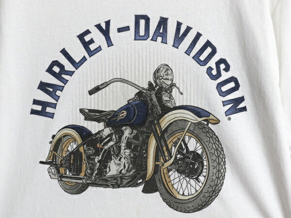 ハーレー ダビットソン 両面 プリント Tシャツ メンズ L 古着 オフィシャル ヘビーウェイト バイク イラスト グラフィック アート ロゴ 白