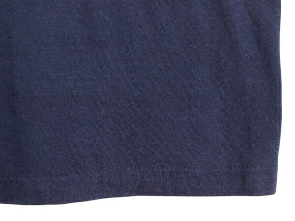 80s USA製 ポケット付き 無地 半袖 Tシャツ メンズ L 小さめ S 程/ 古着 ヴィンテージ シングルステッチ ポケT 耳付き カットソー ネイビー