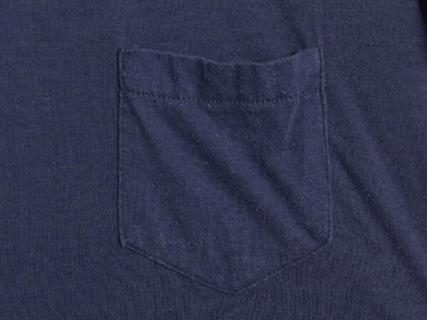 80s USA製 ポケット付き 無地 半袖 Tシャツ メンズ L 小さめ S 程/ 古着 ヴィンテージ シングルステッチ ポケT 耳付き カットソー ネイビー